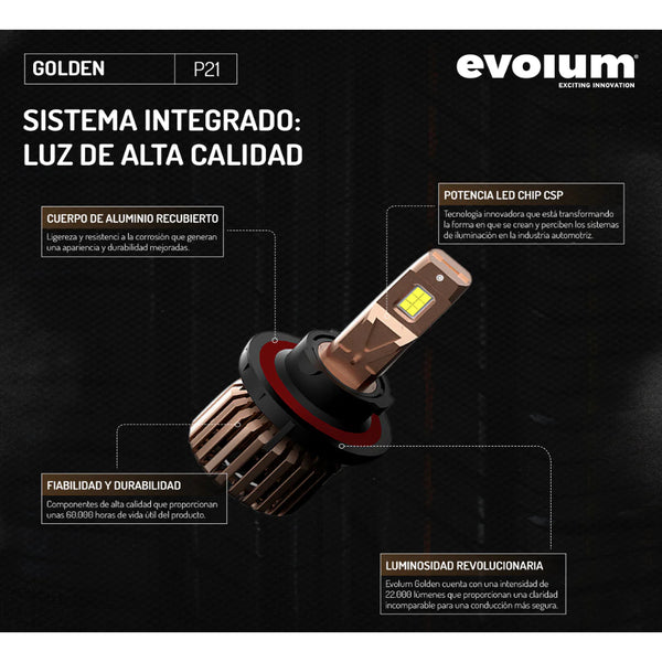 Kit led para vento 2020 medida h7 evolum golden 22 mil lumenes 60 w incluye bases