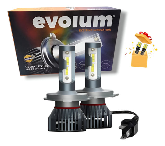 Kit Focos Medida H4 Evolum Ultra Luxury 14,000 Lúmenes