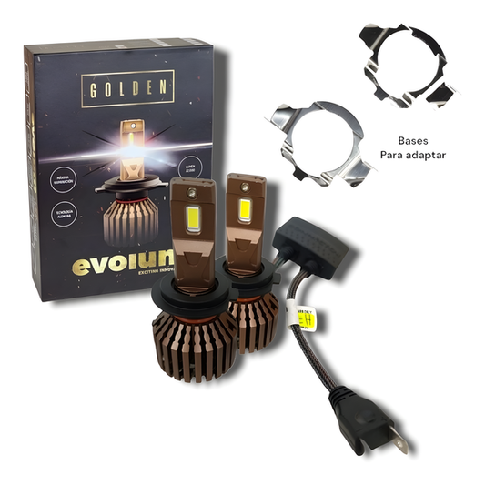 Kit led para vento 2020 medida h7 evolum golden 22 mil lumenes 60 w incluye bases